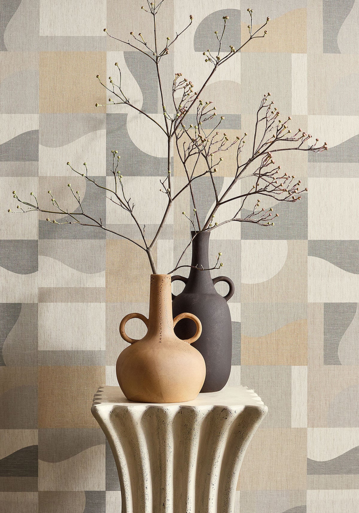 Thibaut Modern Resource 3 Colored Blocks Wallpaper - Beige