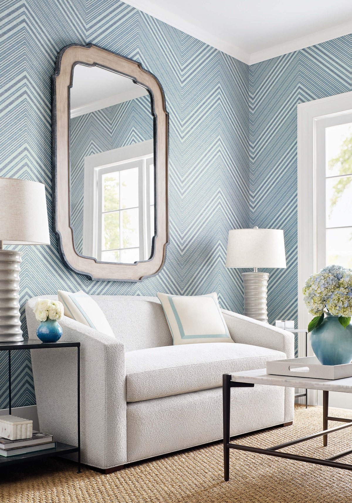 Thibaut Modern Resource 3 Elevation Wallpaper - Navy & Aqua