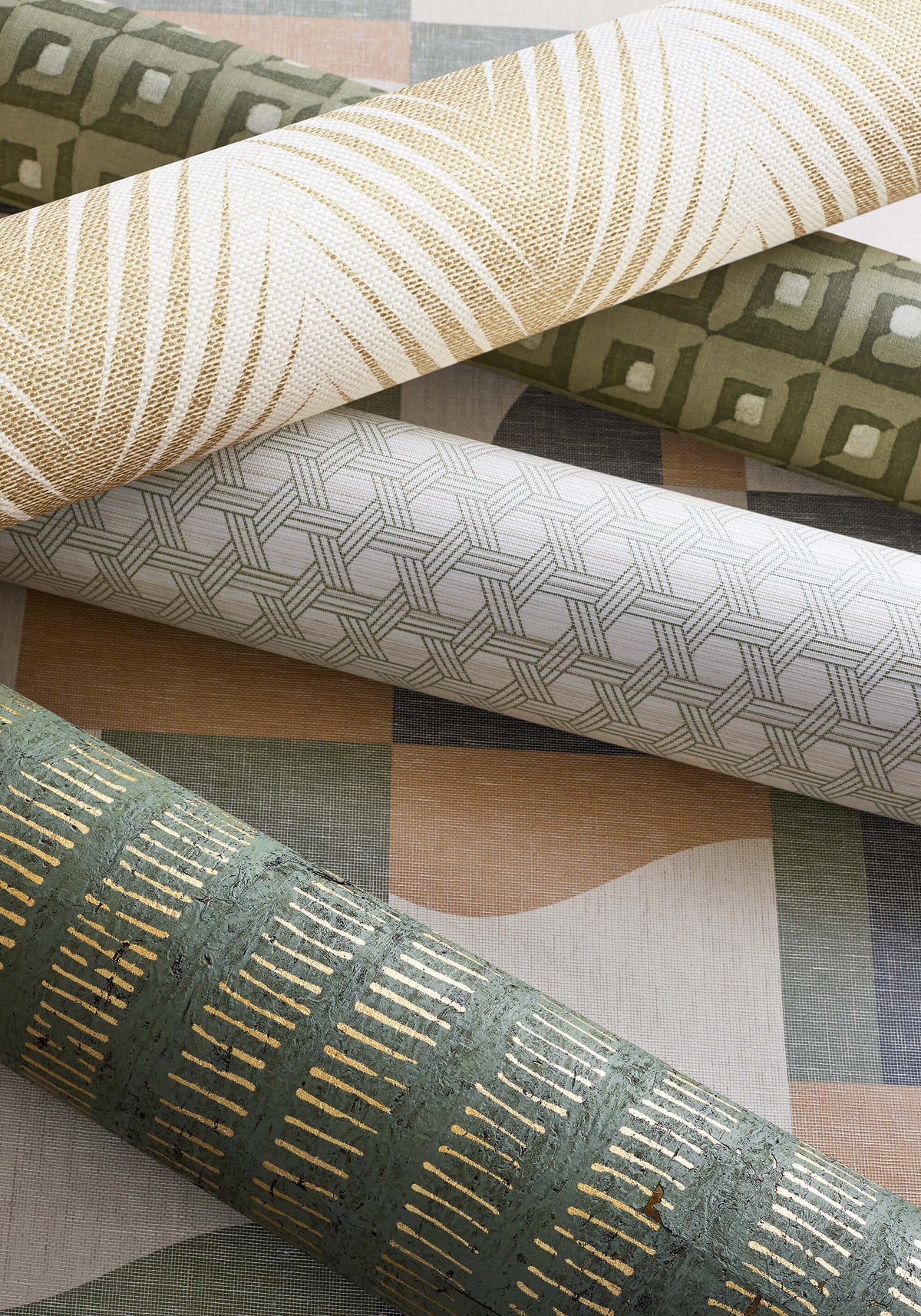 Thibaut Modern Resource 3 Square Dance Wallpaper - Olive Green