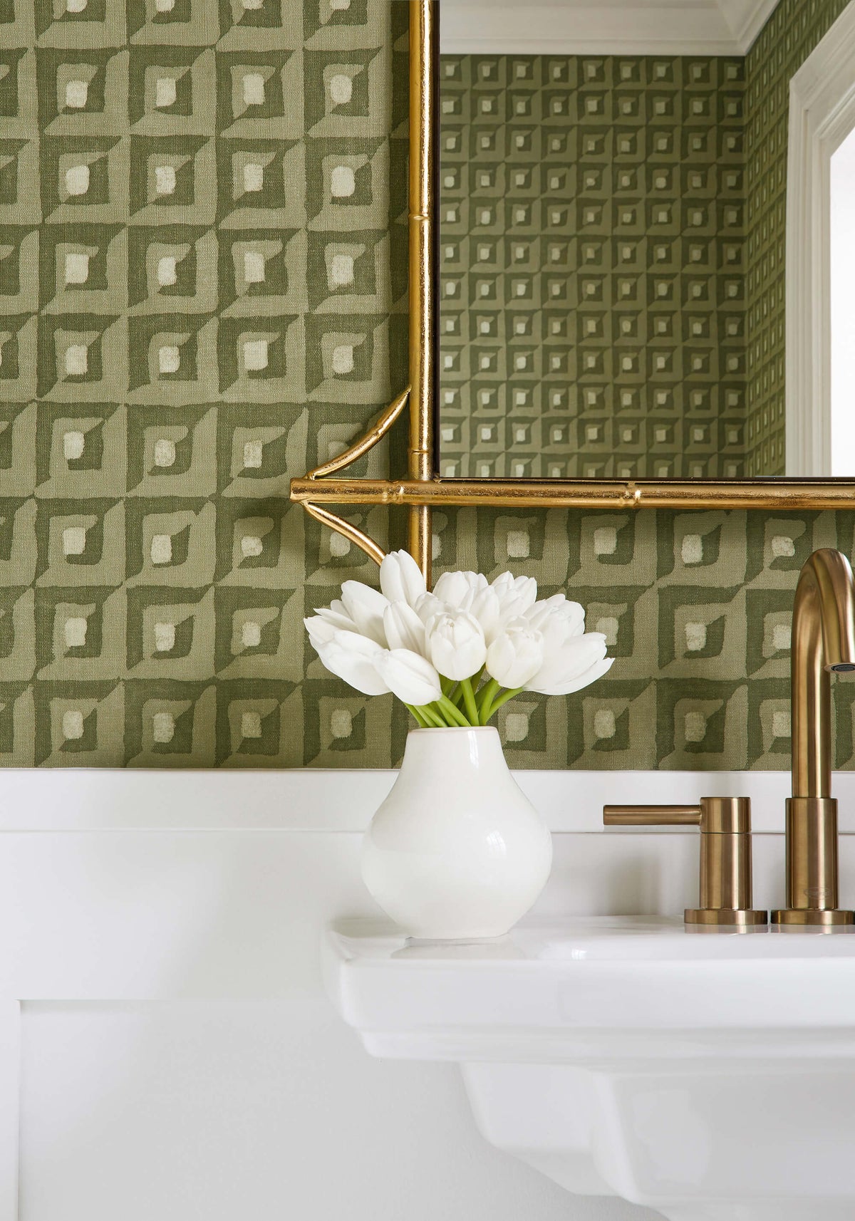 Thibaut Modern Resource 3 Square Dance Wallpaper - Olive Green