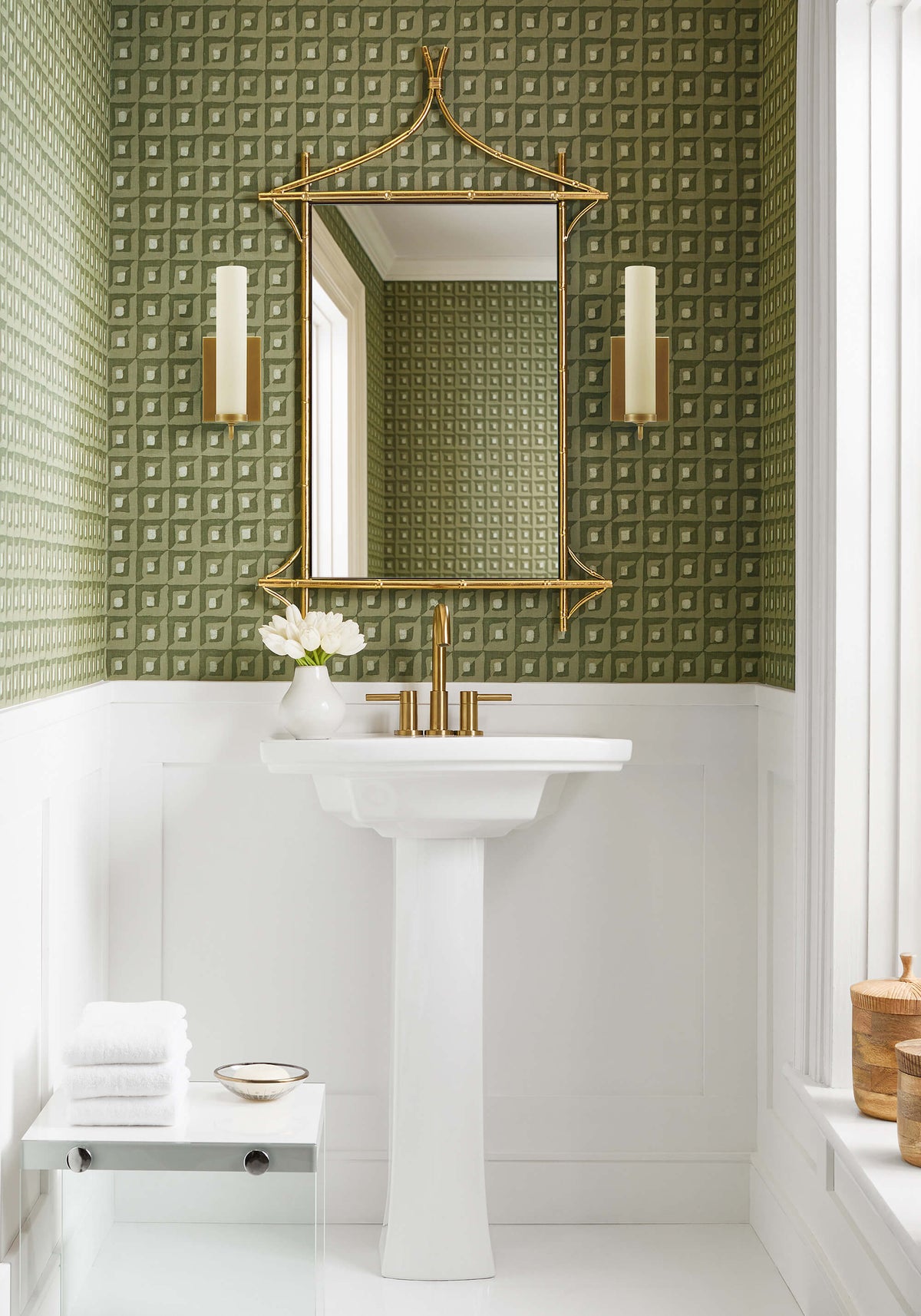 Thibaut Modern Resource 3 Square Dance Wallpaper - Olive Green