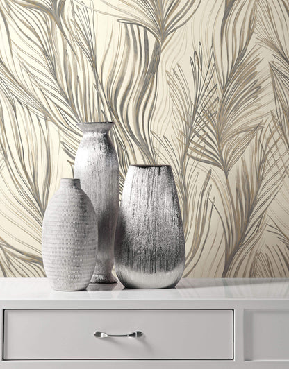 Candice Olson Botanical Dreams Peaceful Plume Wallpaper - Dark Grey