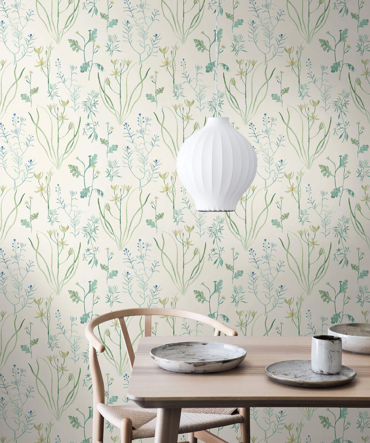 NR1566 Norlander Alpine Botanical Wallpaper York Blue