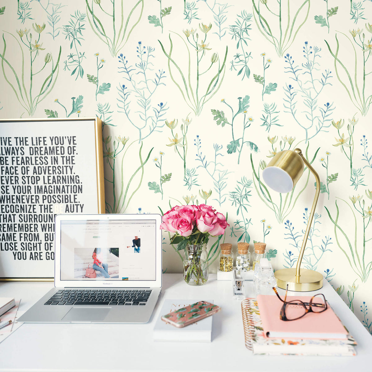 NR1566 Norlander Alpine Botanical Wallpaper York Blue