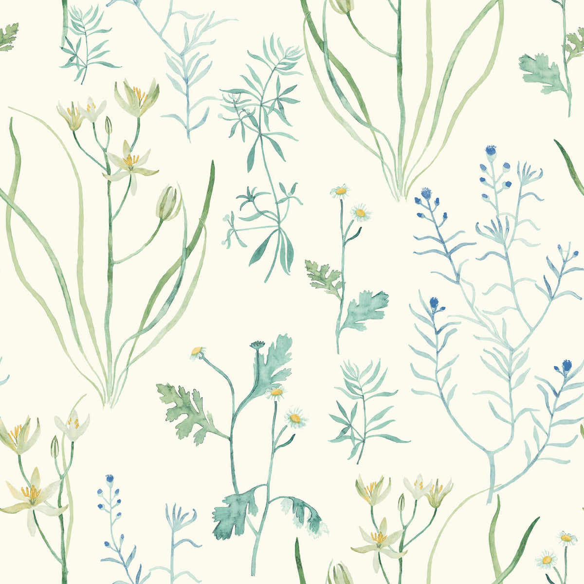 NR1566 Norlander Alpine Botanical Wallpaper York Blue