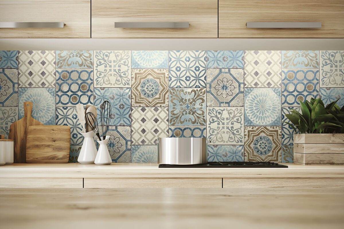 NextWall Moroccan Tile Peel & Stick Wallpaper - Blue & Brown