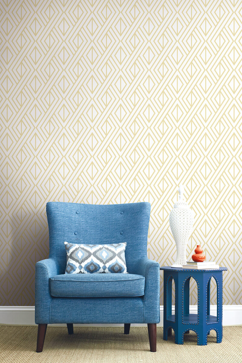 NextWall Diamond Geometric Peel & Stick Wallpaper - Gold