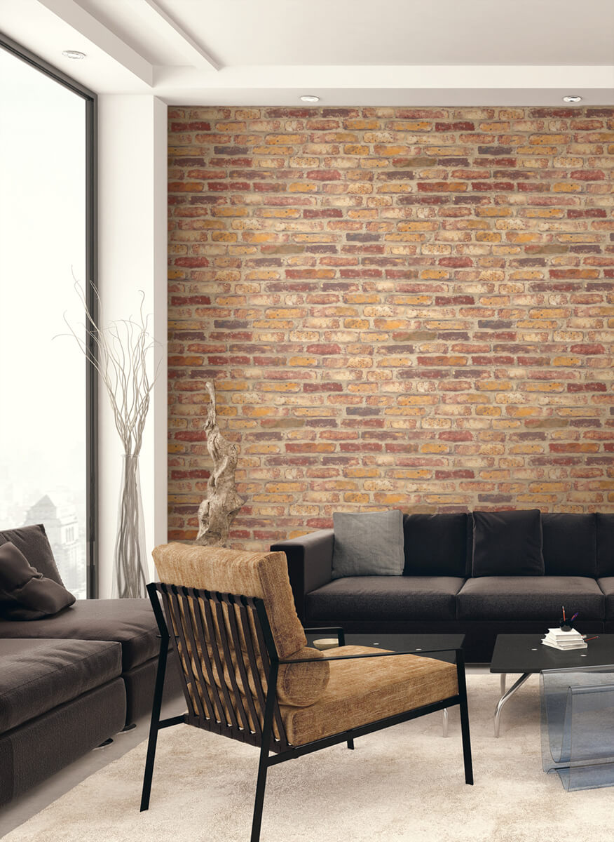 NextWall Faux Rustic Brick Peel & Stick Wallpaper Sample - Red
