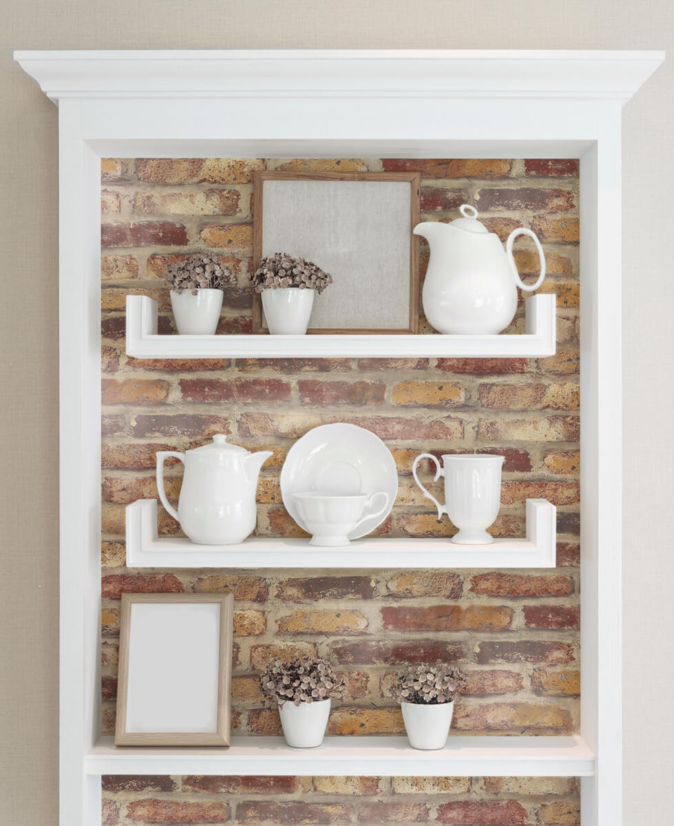 NextWall Faux Rustic Brick Peel & Stick Wallpaper - Red