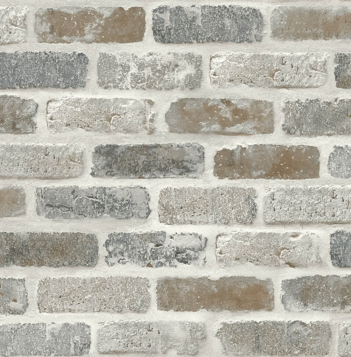 NextWall Washed Brick Peel & Stick Wallpaper Sample - Soft Gray
