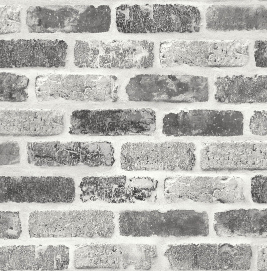 NextWall Washed Brick Peel & Stick Wallpaper - Gray