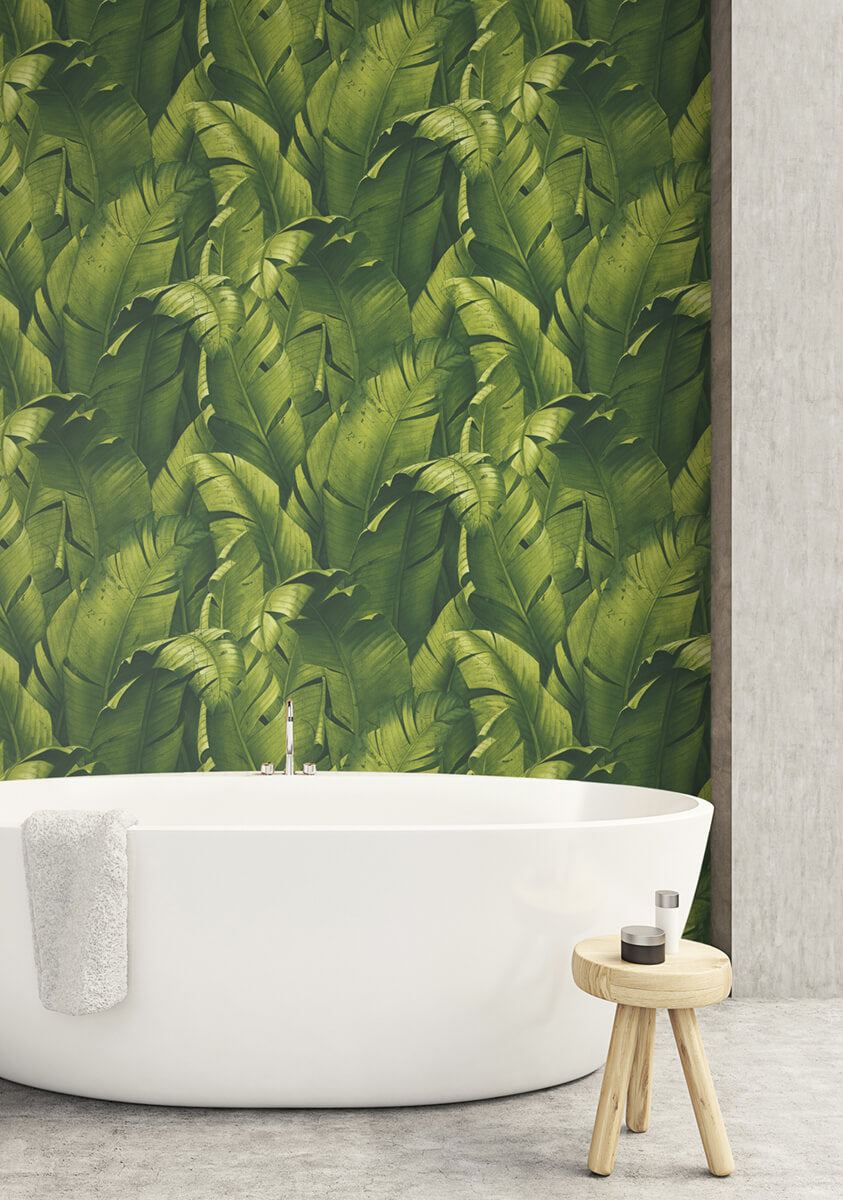 NextWall Tropical Banana Leaves Peel & Stick Wallpaper - Green