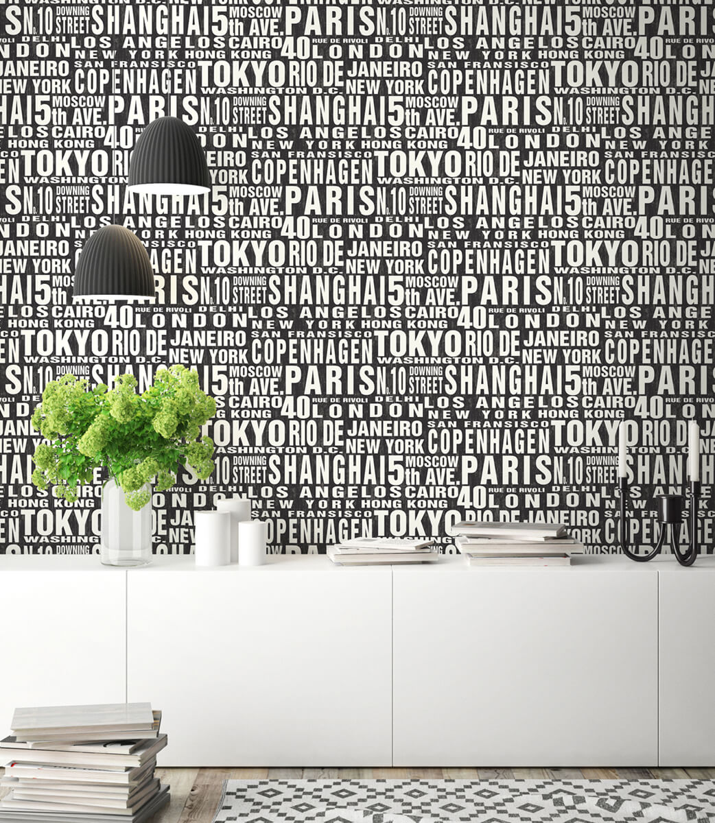 NextWall Around the World Peel & Stick Wallpaper - Black & White