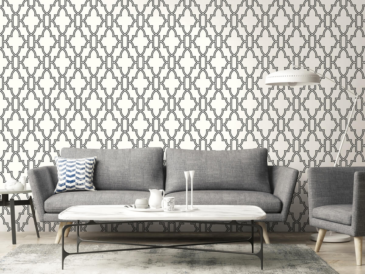 NextWall Tile Trellis Peel & Stick Wallpaper - Black & White