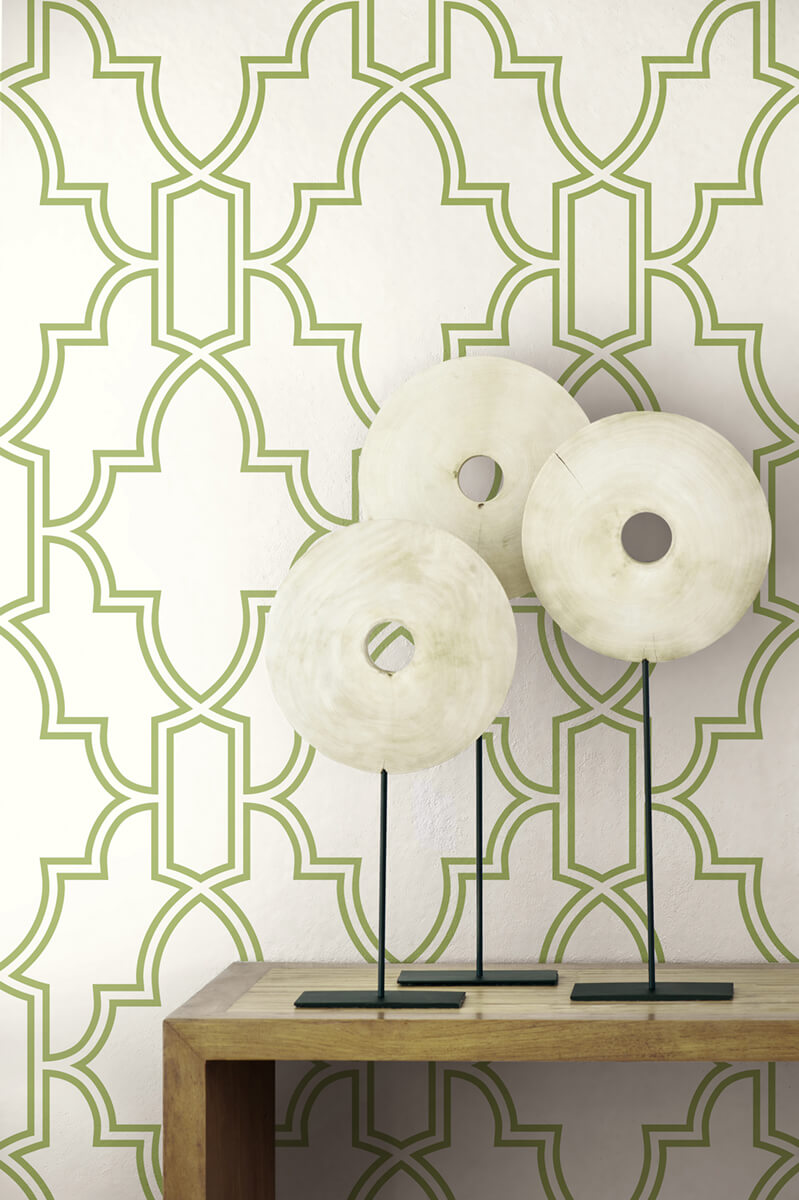 NextWall Tile Trellis Peel & Stick Wallpaper Sample - Green