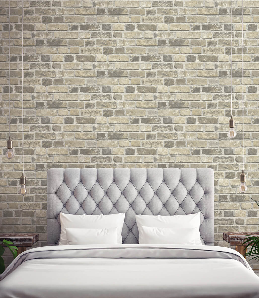 NextWall Distressed Brick Peel & Stick Wallpaper Sample - Tan