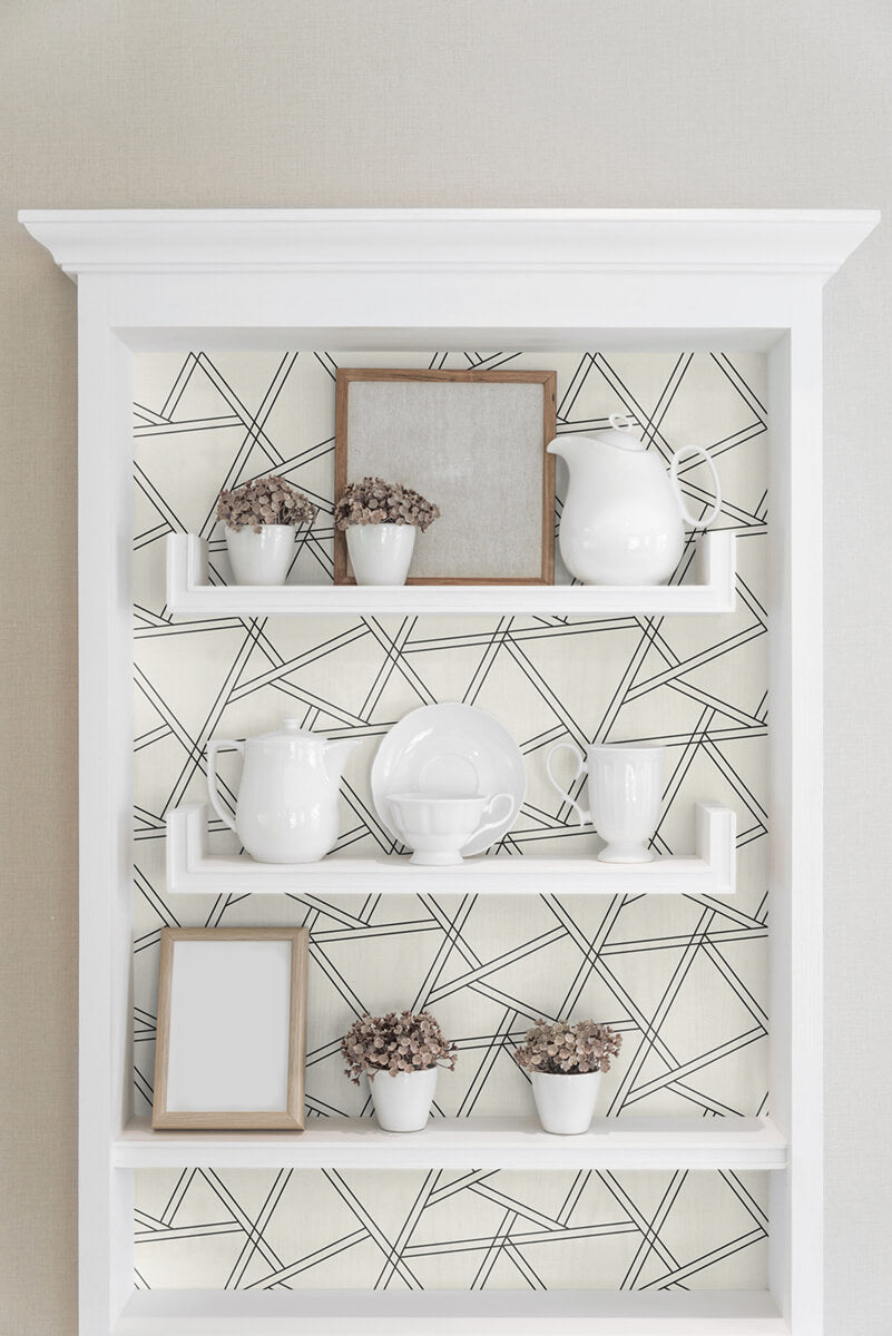 NextWall Railroad Geometric Peel & Stick Wallpaper - Black & White