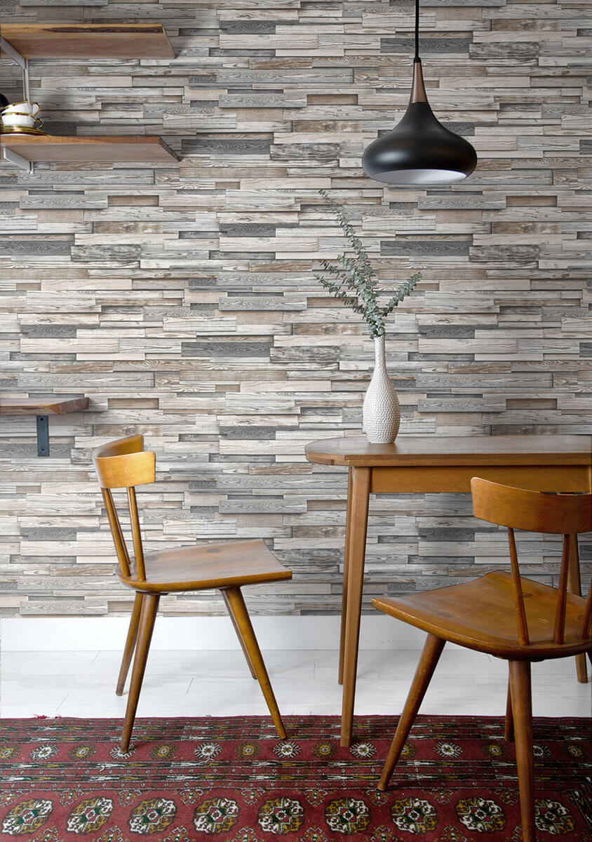 NextWall Reclaimed Wood Plank Peel & Stick Wallpaper - Brown