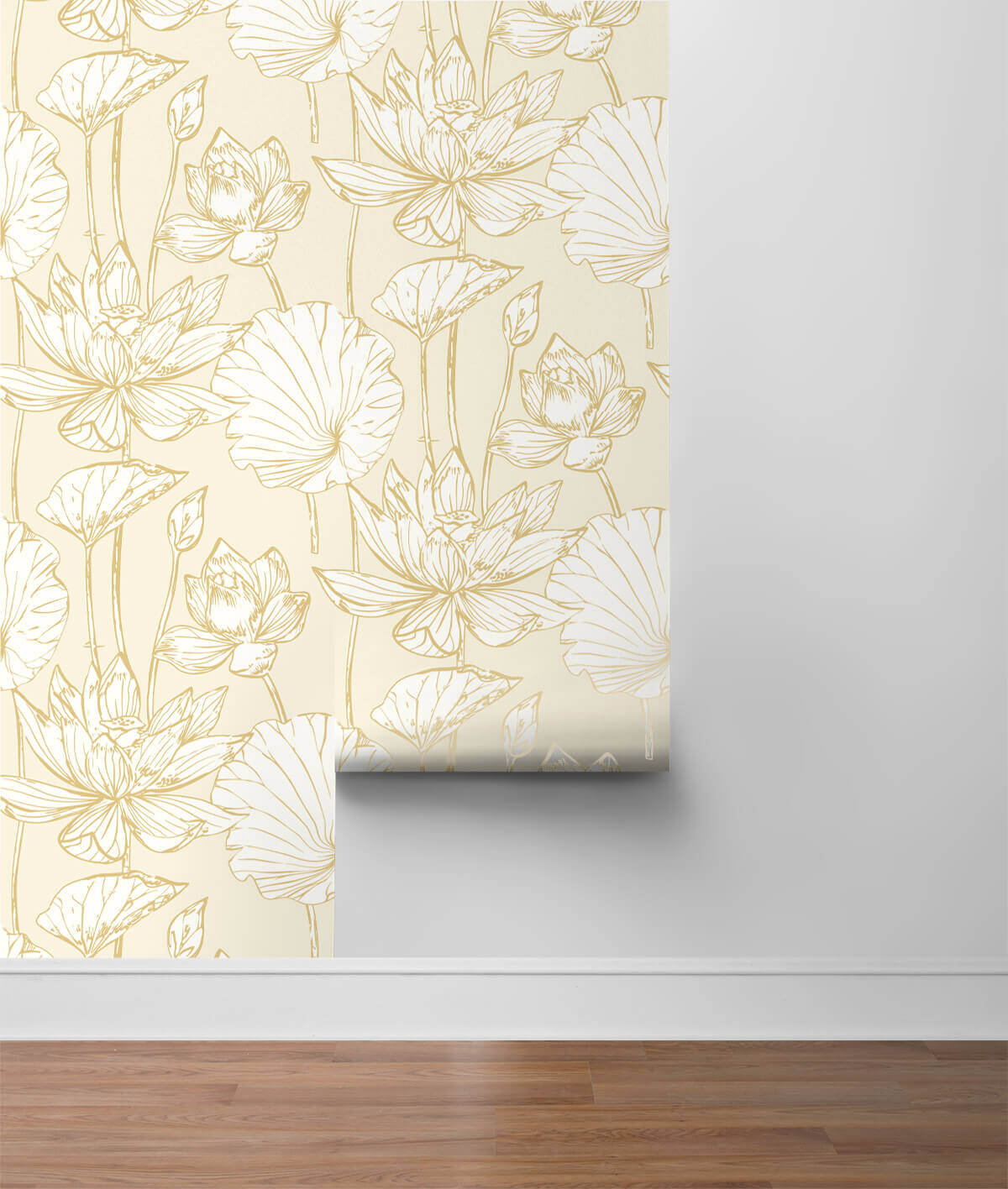 NextWall Lotus Floral Peel & Stick Wallpaper Sample - Gold