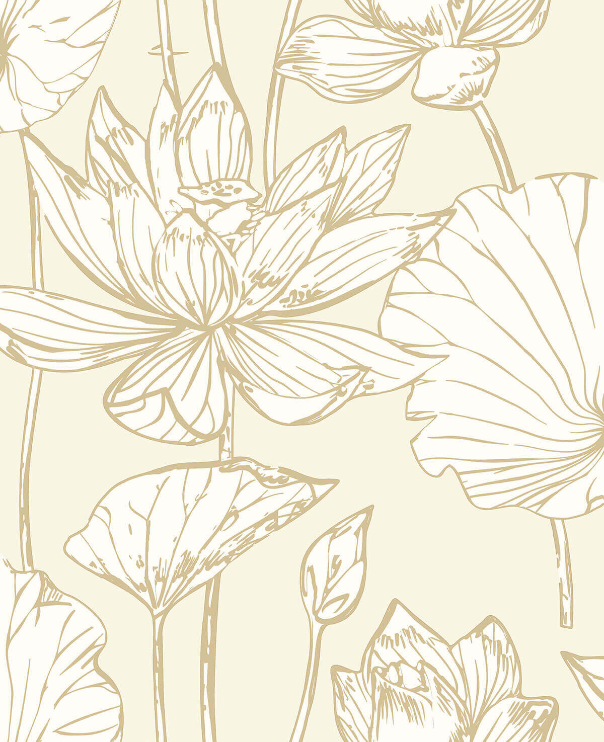 NextWall Lotus Floral Peel & Stick Wallpaper Sample - Gold