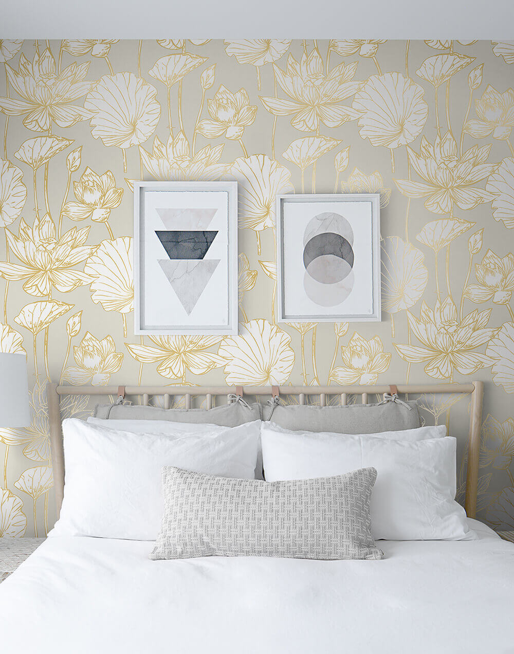 NextWall Lotus Floral Peel & Stick Wallpaper Sample - Gray & Gold