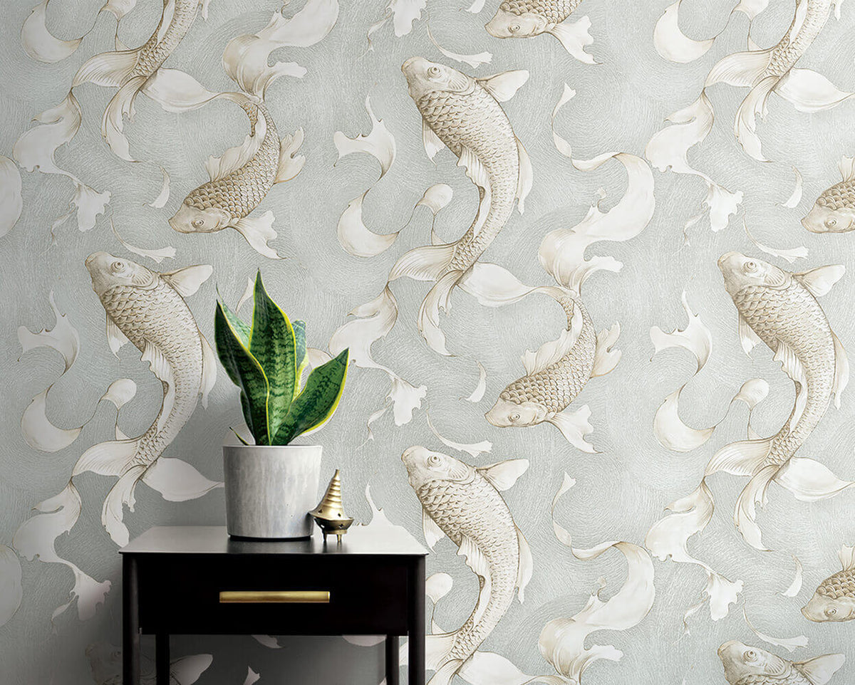 NextWall Koi Fish Peel & Stick Wallpaper - Gray