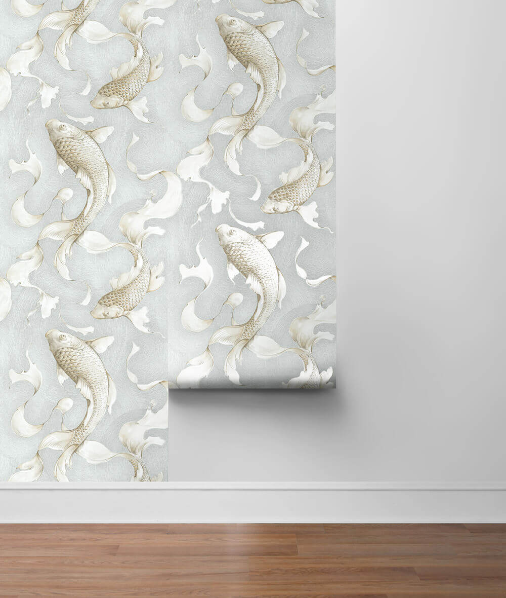 NextWall Koi Fish Peel & Stick Wallpaper - Gray
