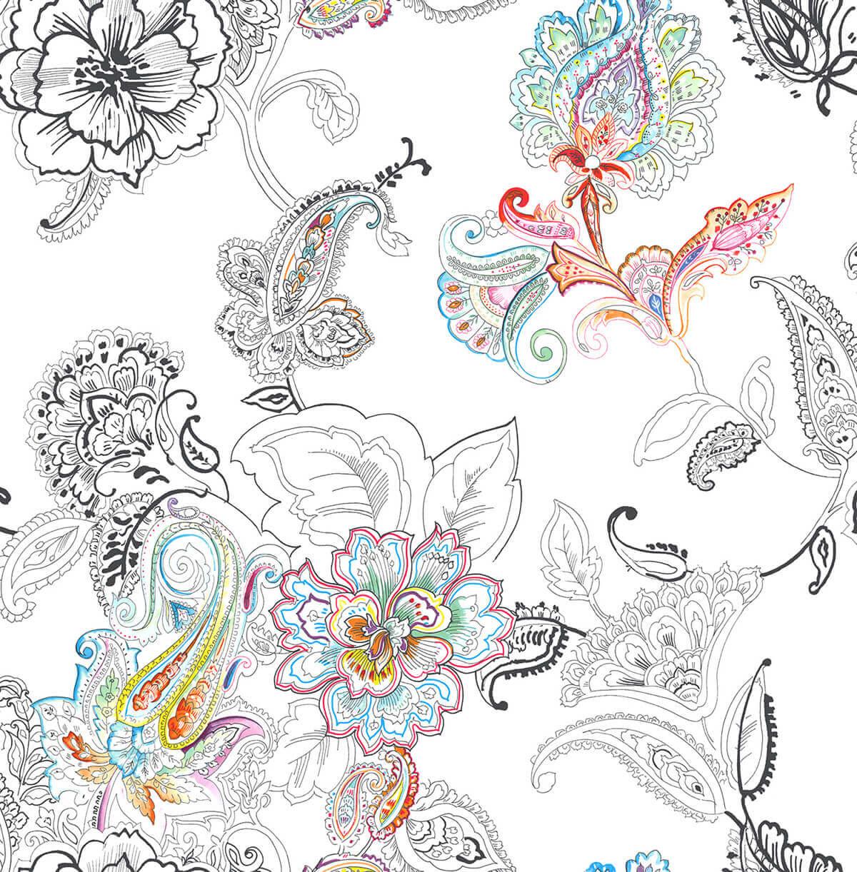 NextWall Colorful Paisley Peel & Stick Wallpaper - Multicolored