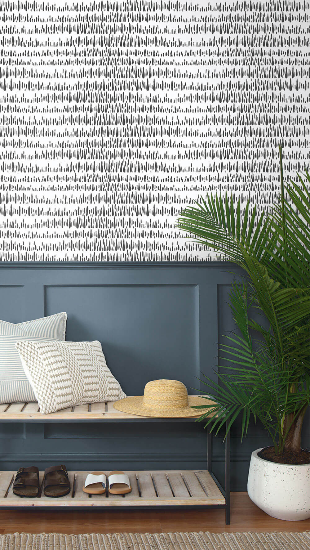 NextWall Brush Marks Peel & Stick Wallpaper - Black & White