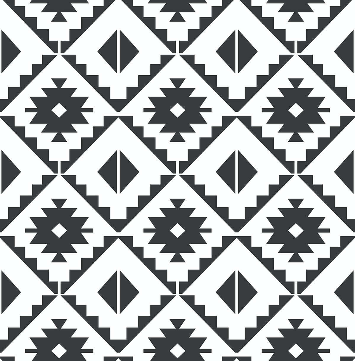NextWall Southwest Tile Peel & Stick Wallpaper - Black & White