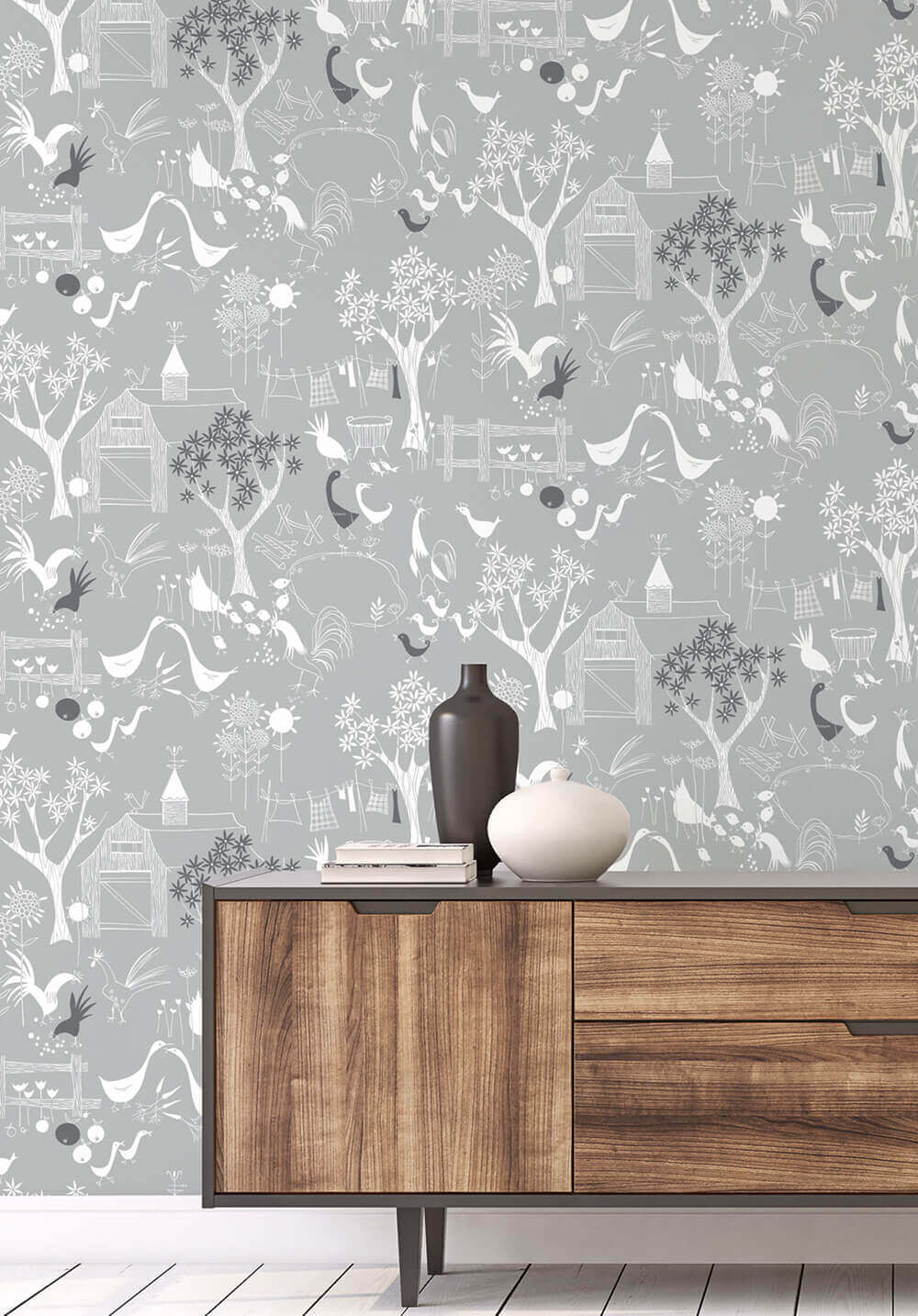 NextWall Rise and Shine Peel & Stick Wallpaper - Gray