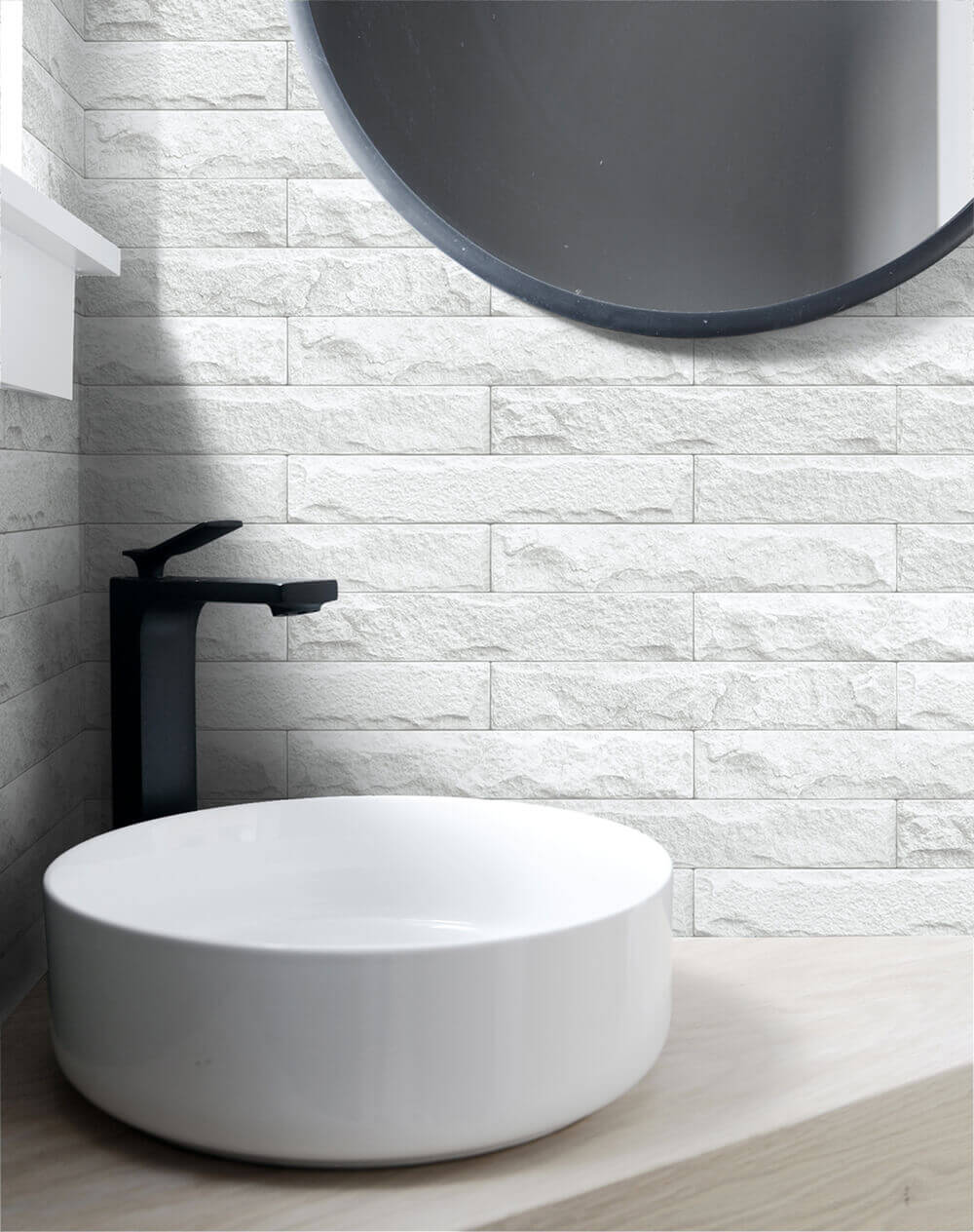 NextWall Limestone Brick Peel & Stick Wallpaper - White