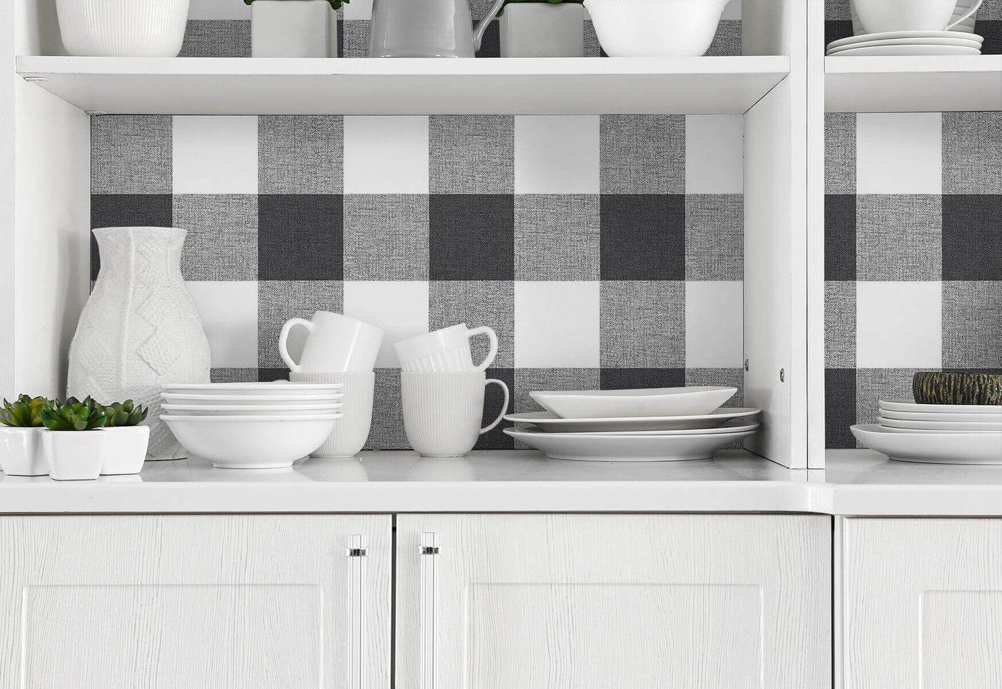 NextWall Picnic Plaid Peel & Stick Wallpaper - Black