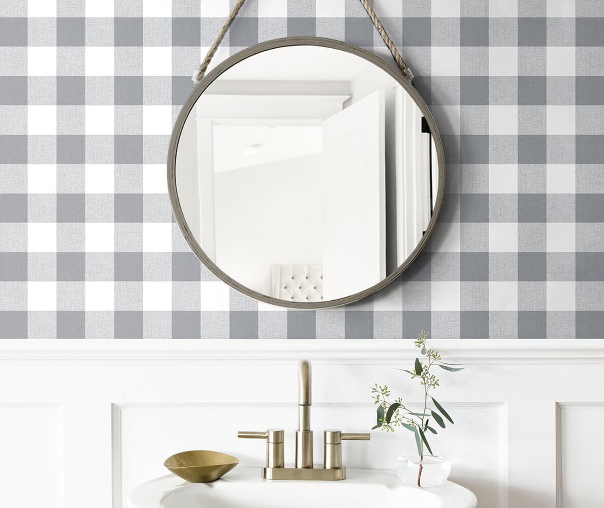 NextWall Picnic Plaid Peel & Stick Wallpaper - Gray
