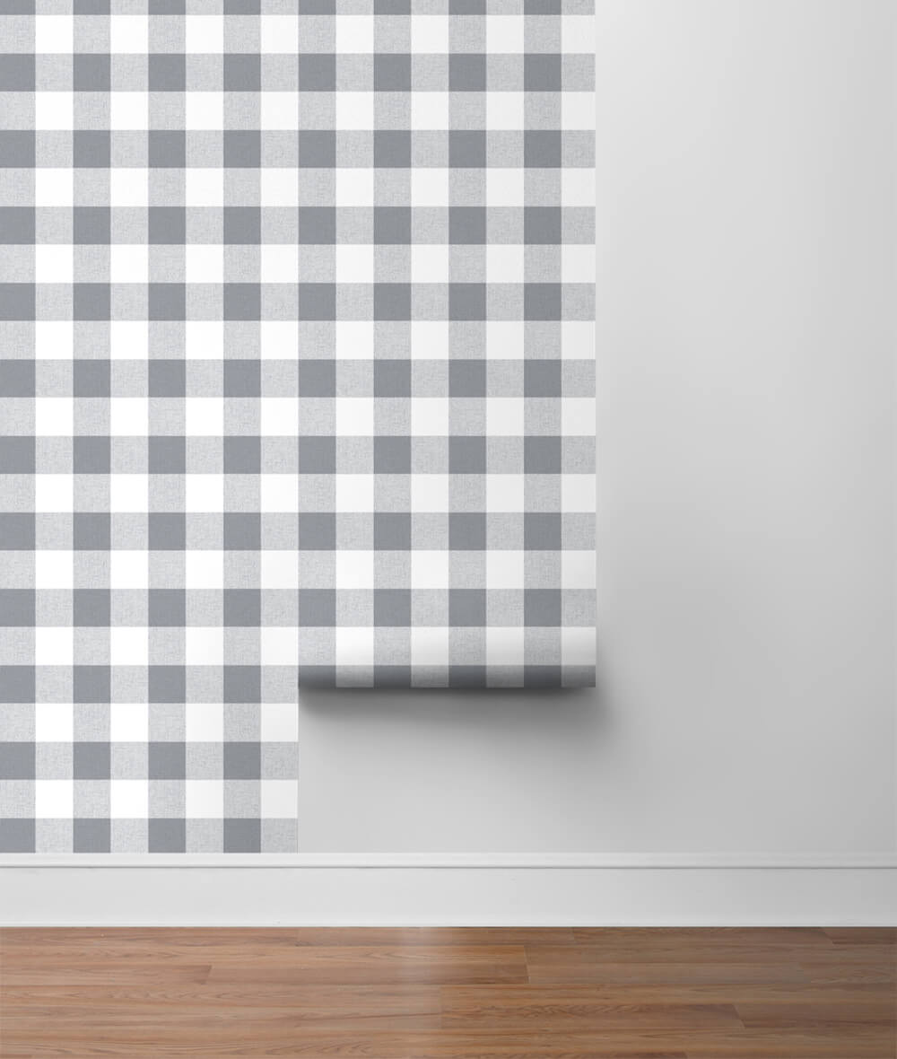 NextWall Picnic Plaid Peel & Stick Wallpaper - Gray