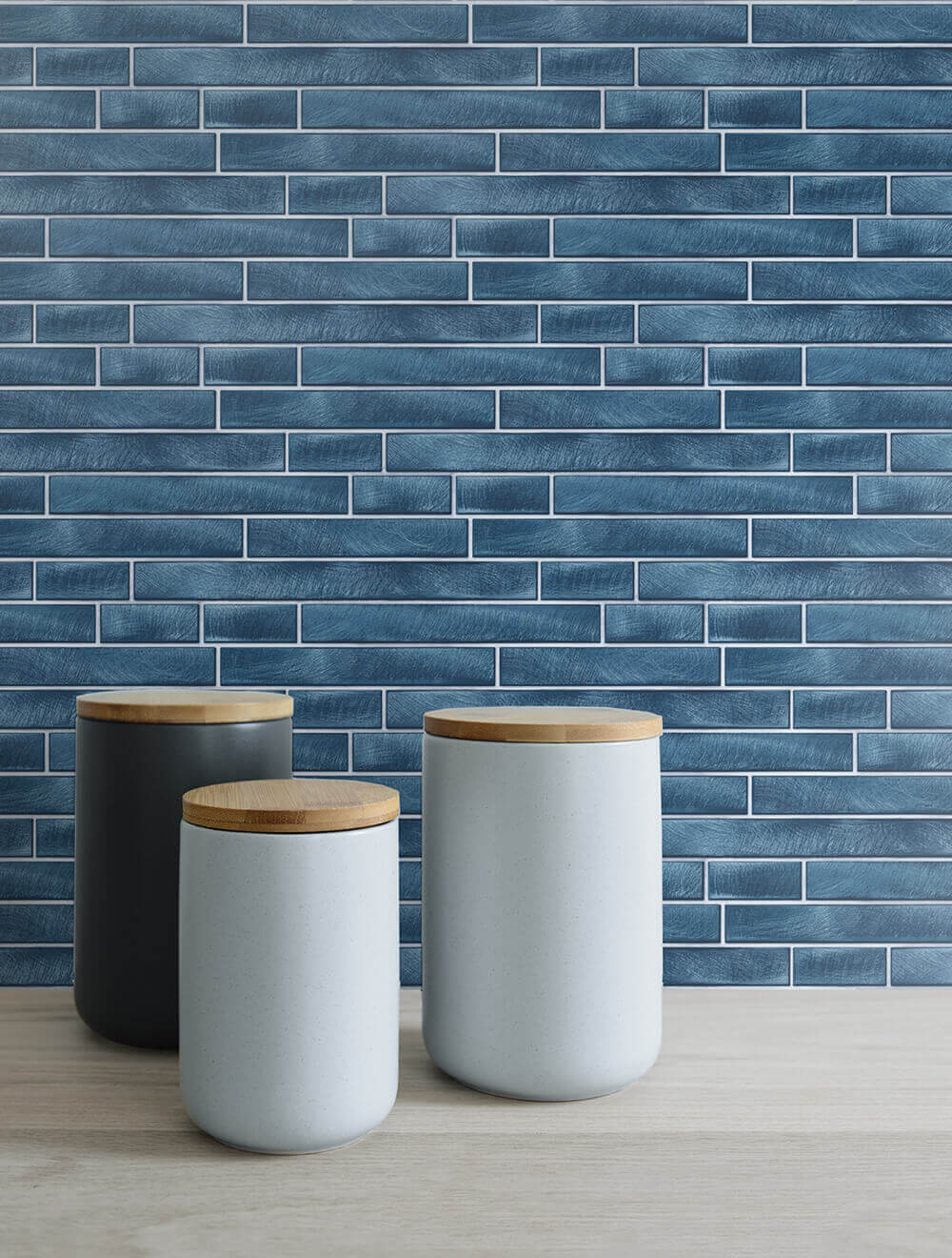 NextWall Brushed Metal Tile Peel & Stick Wallpaper - Blue