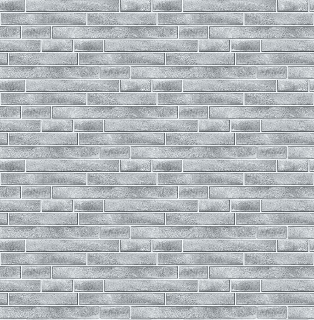 NextWall Brushed Metal Tile Peel & Stick Wallpaper - Silver