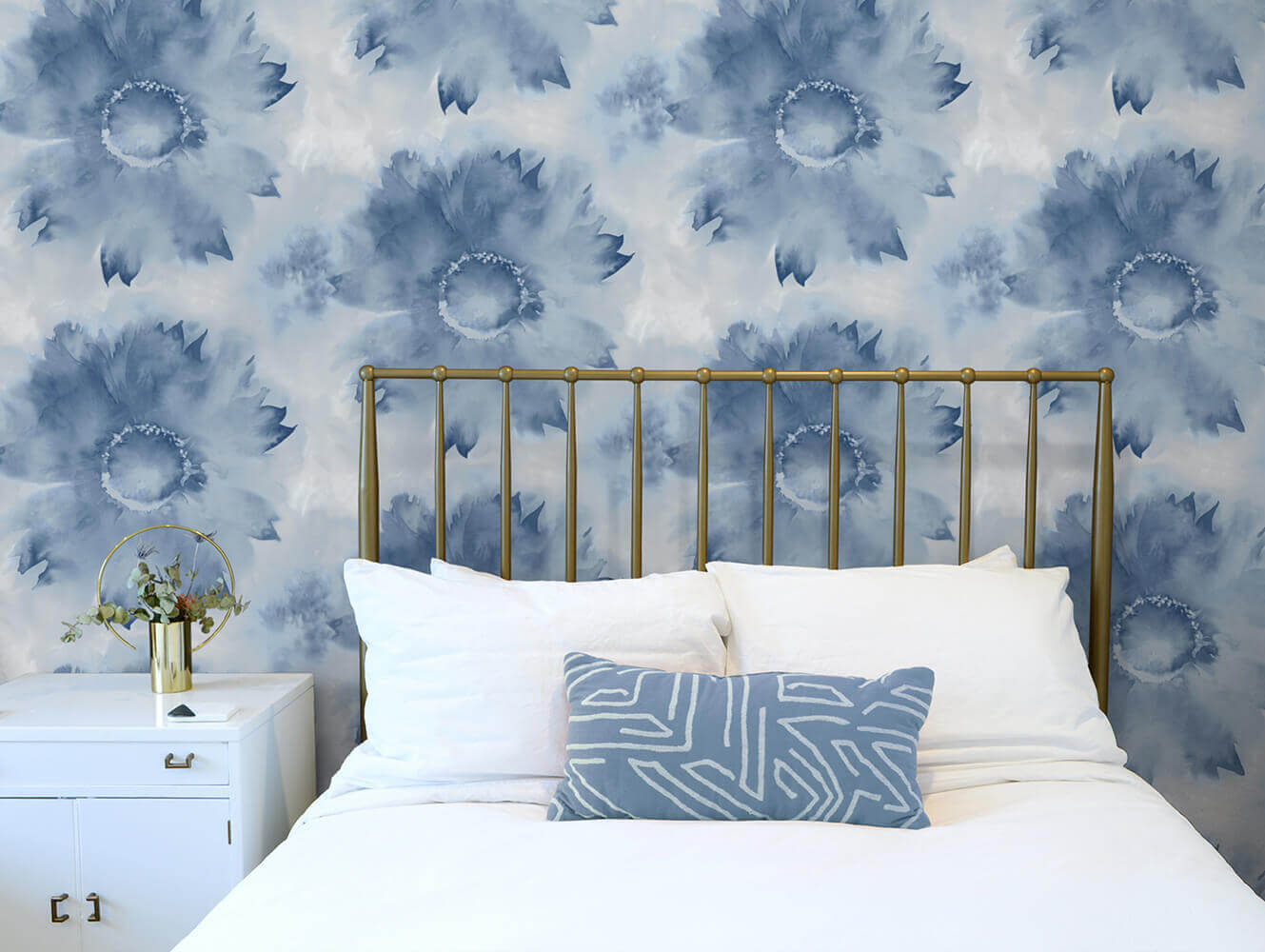 NextWall Watercolor Sunflower Peel & Stick Wallpaper - Blue