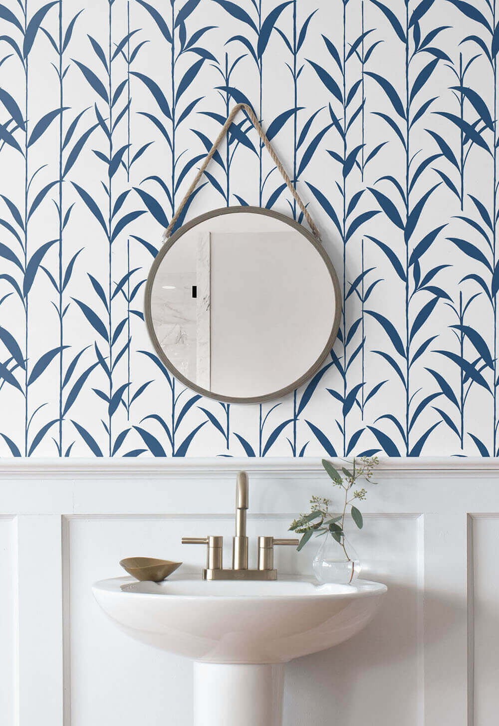 NextWall Bamboo Leaves Peel & Stick Wallpaper - Blue