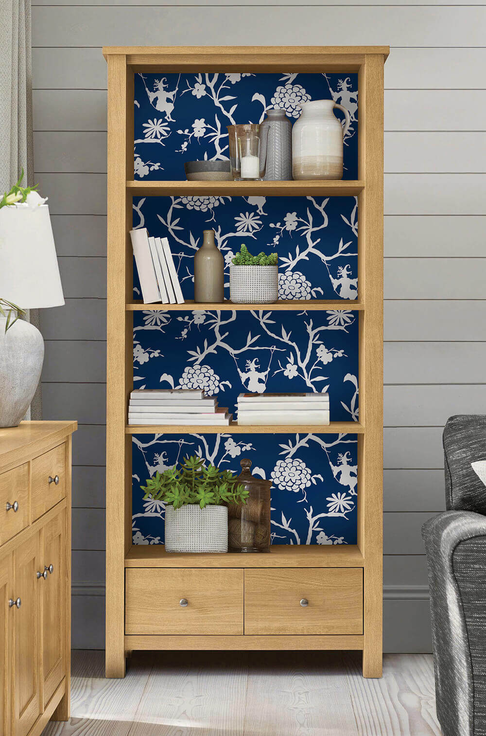 NextWall Chinoiserie Silhouette Peel & Stick Wallpaper - Blue