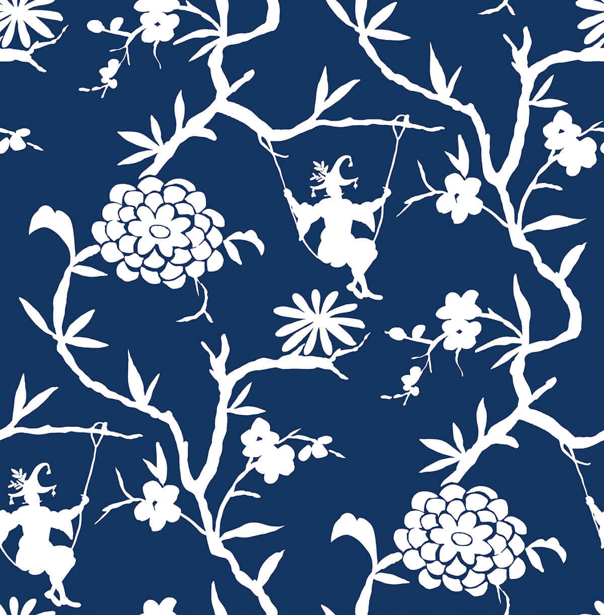 NextWall Chinoiserie Silhouette Peel & Stick Wallpaper - Blue