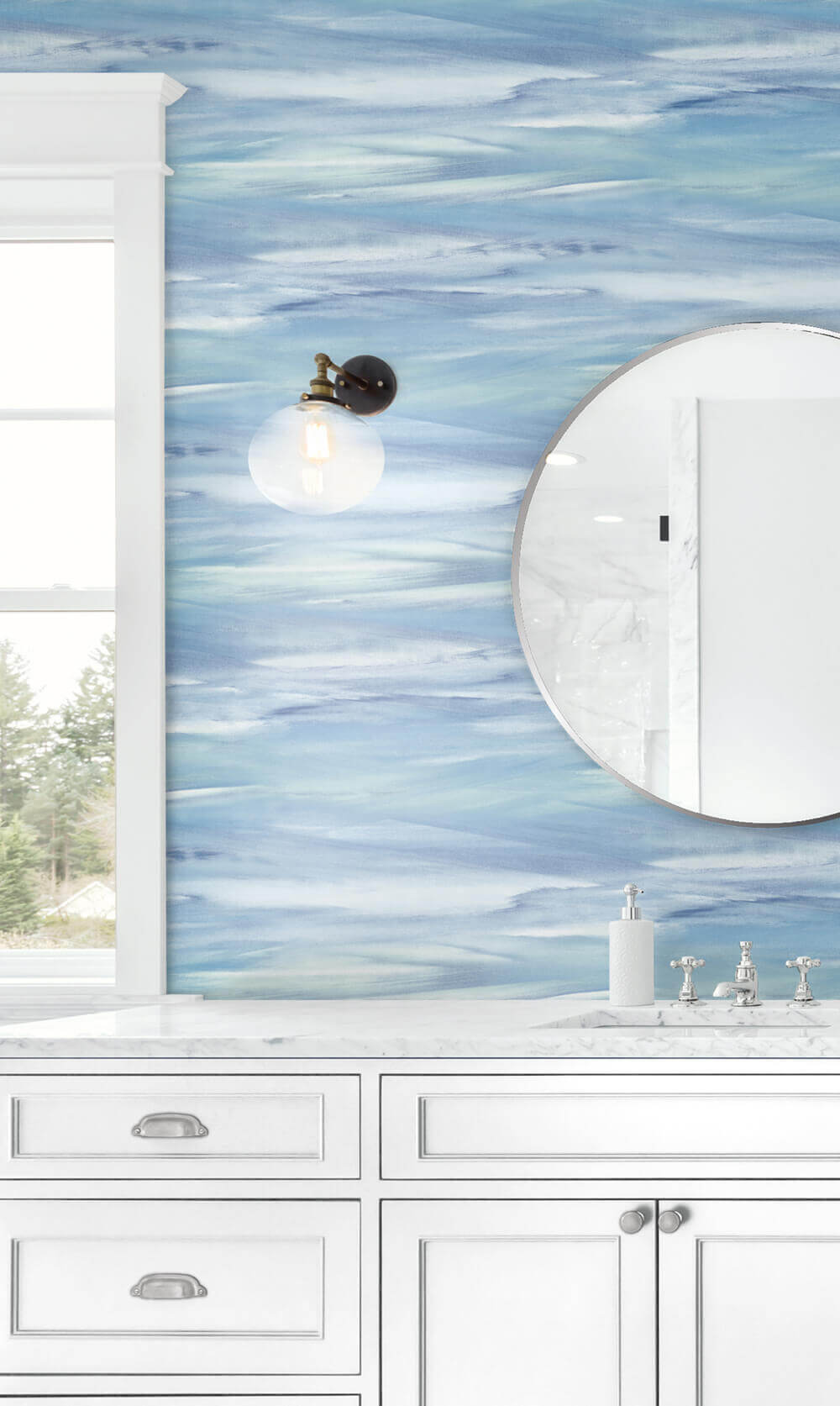 NextWall Sirius Brushstroke Peel & Stick Wallpaper Sample - Blue