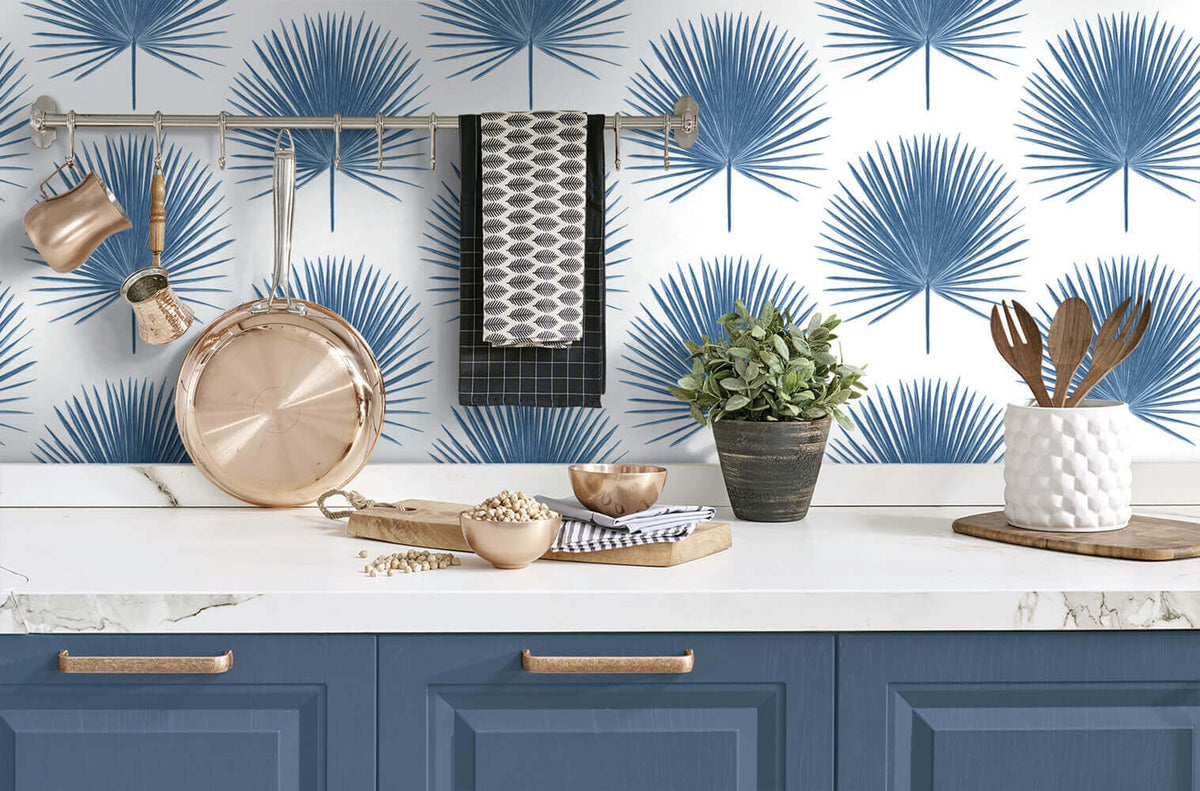 NextWall Palmetto Palm Peel & Stick Wallpaper - Blue