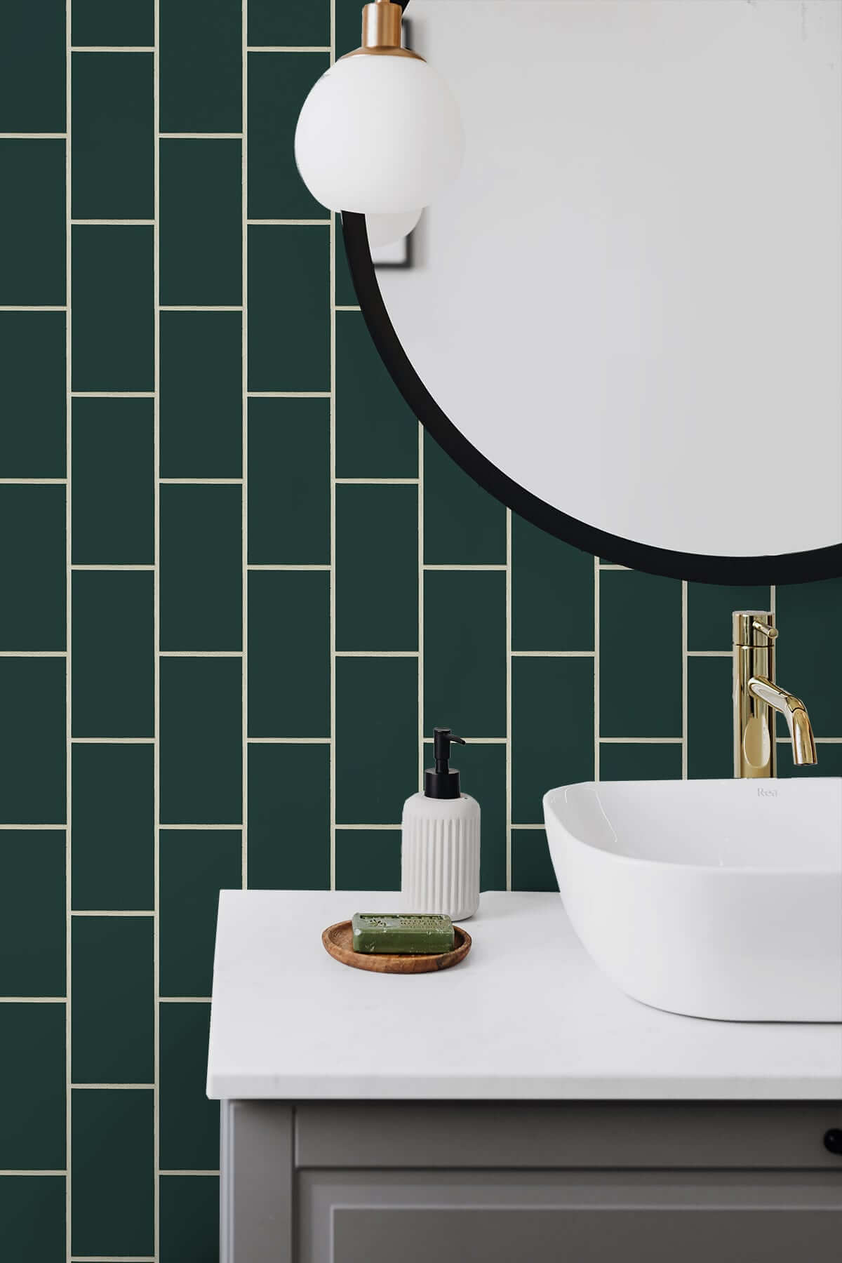 NextWall Retro Subway Tile Peel & Stick Wallpaper - Green