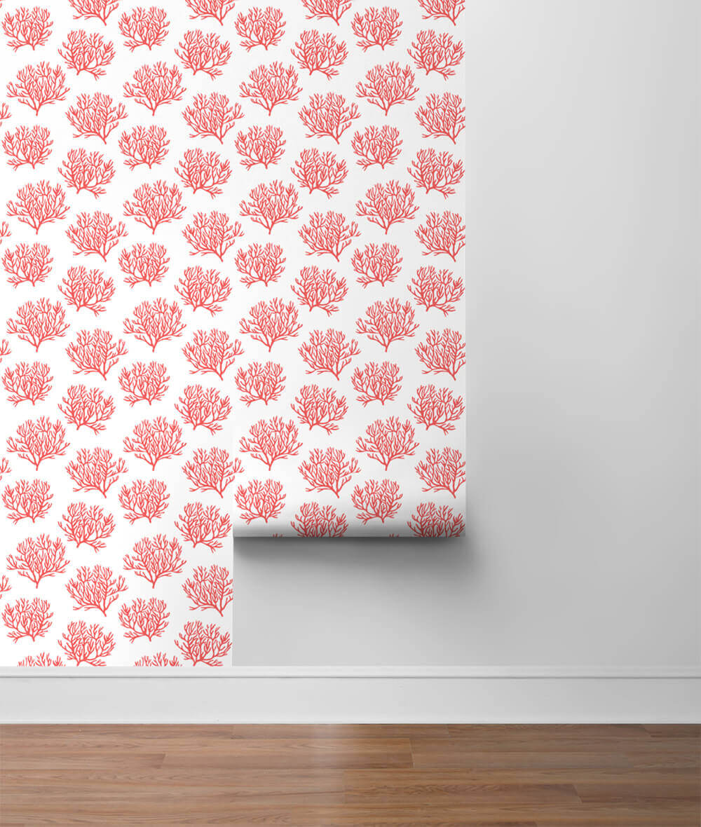 NextWall Coastal Coral Reef Peel & Stick Wallpaper - Red