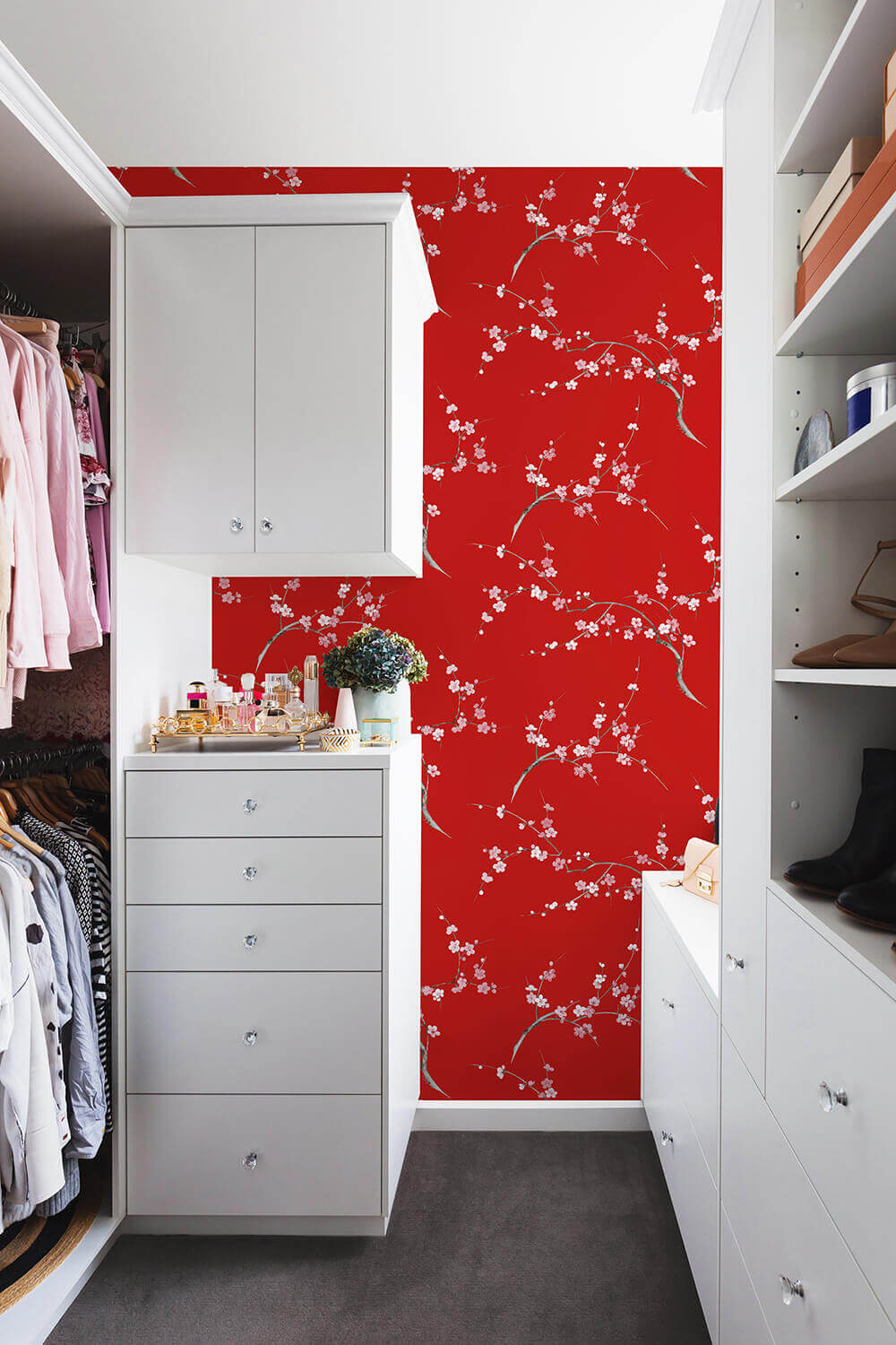 NextWall Cherry Blossom Floral Peel & Stick Wallpaper - Red