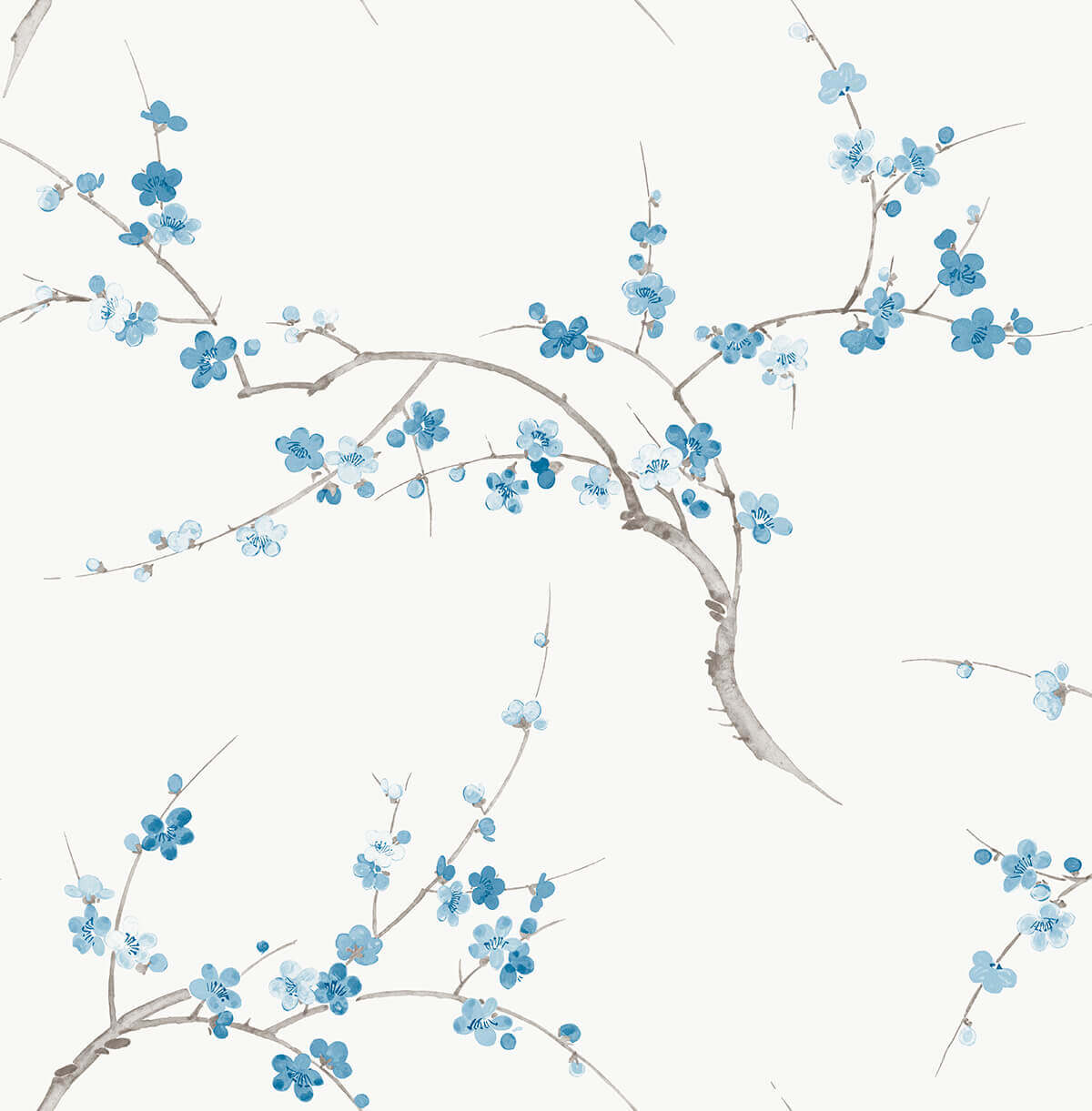 NextWall Cherry Blossom Floral Peel & Stick Wallpaper - Blue & White