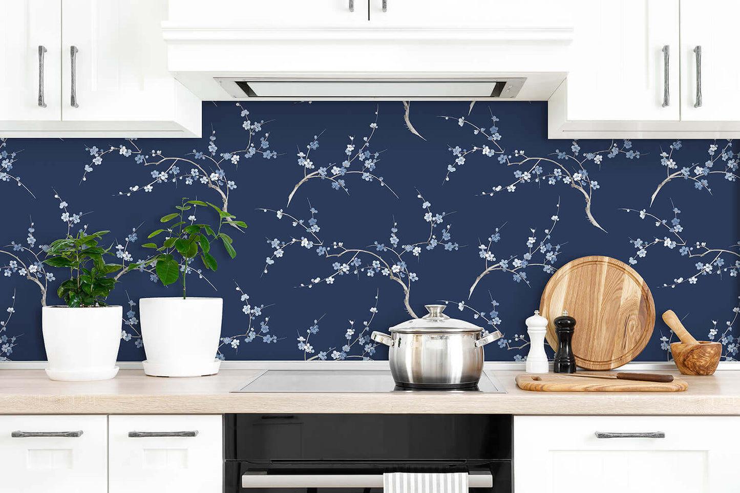 NextWall Cherry Blossom Floral Peel & Stick Wallpaper - Blue