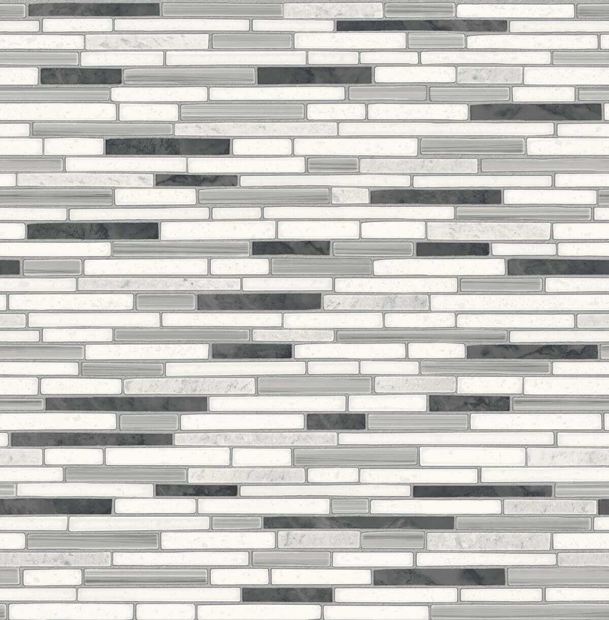 NextWall Faux Mosaic Strip Tile Peel & Stick Wallpaper Sample - Gray