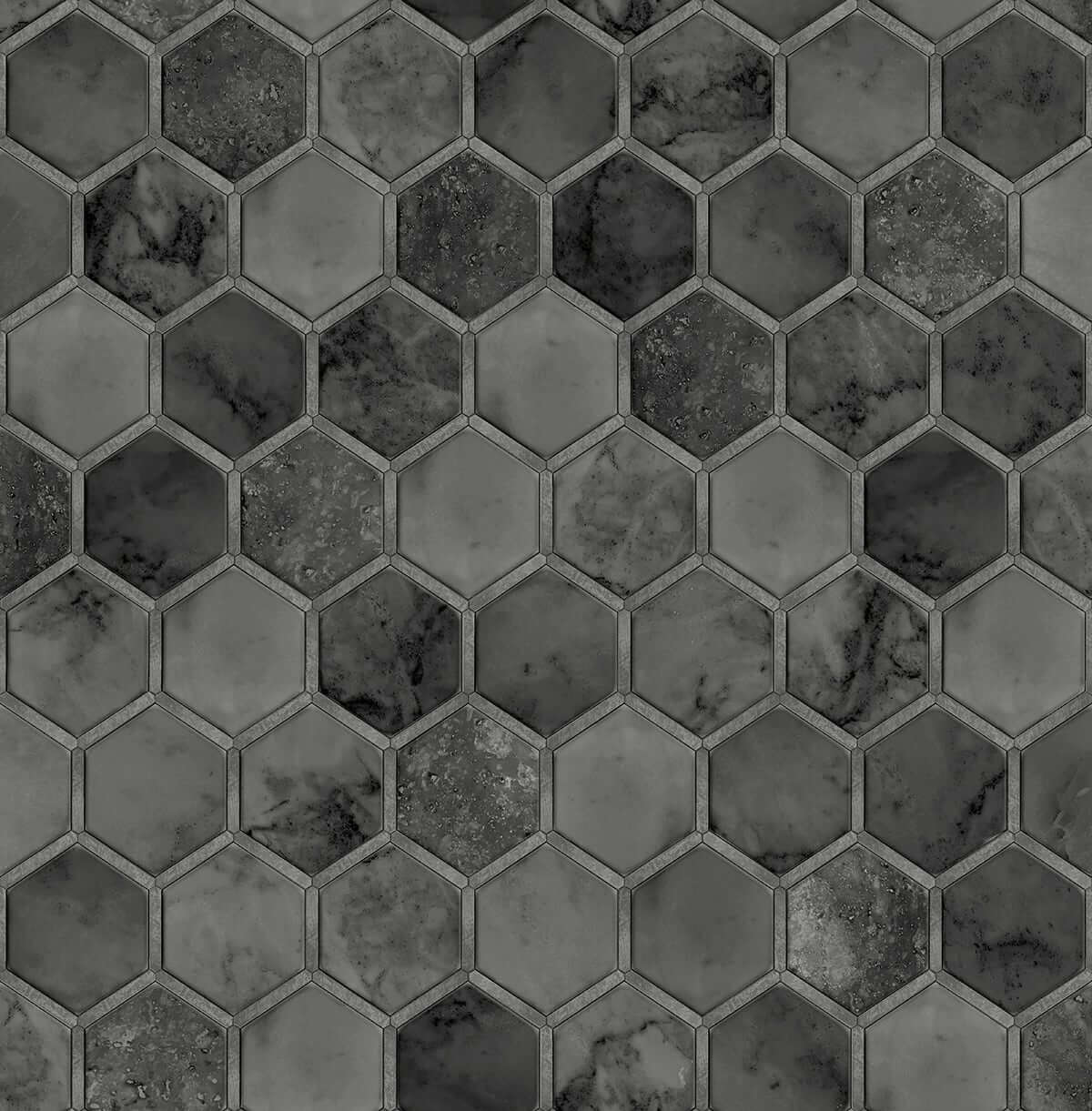 NextWall Inlay Hexagon Peel & Stick Wallpaper - Black